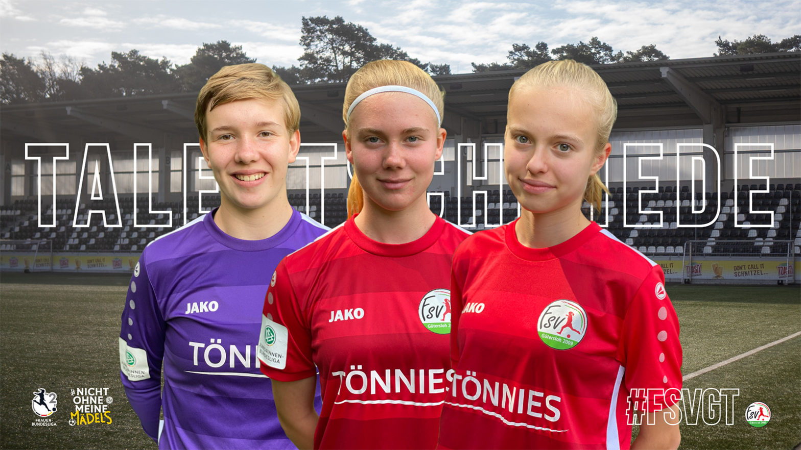 Katharina Jäger, Finnja Schriek und Hedda Wahle werden aus der U-17 Mannschaft hochgezogen. (Bild: FSV Güterlsoh 2009)