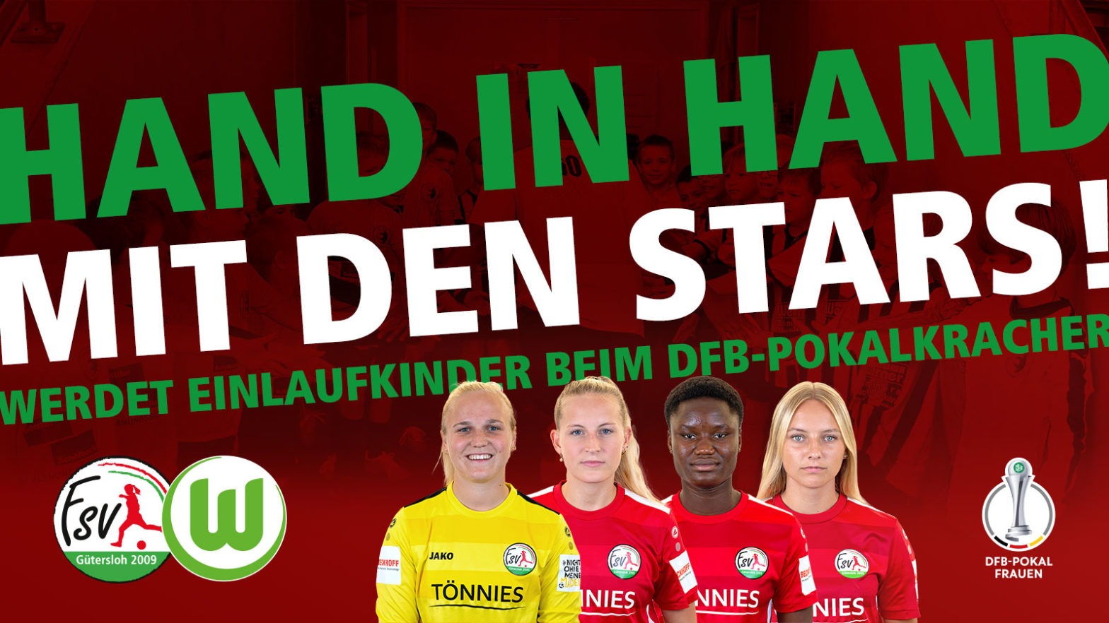 Hand in Hand mit den großen Fußballstars: FSV Gütersloh startet Wettbewerb anlässlich des DFB-Pokalkrachers gegen den VfL Wolfsburg