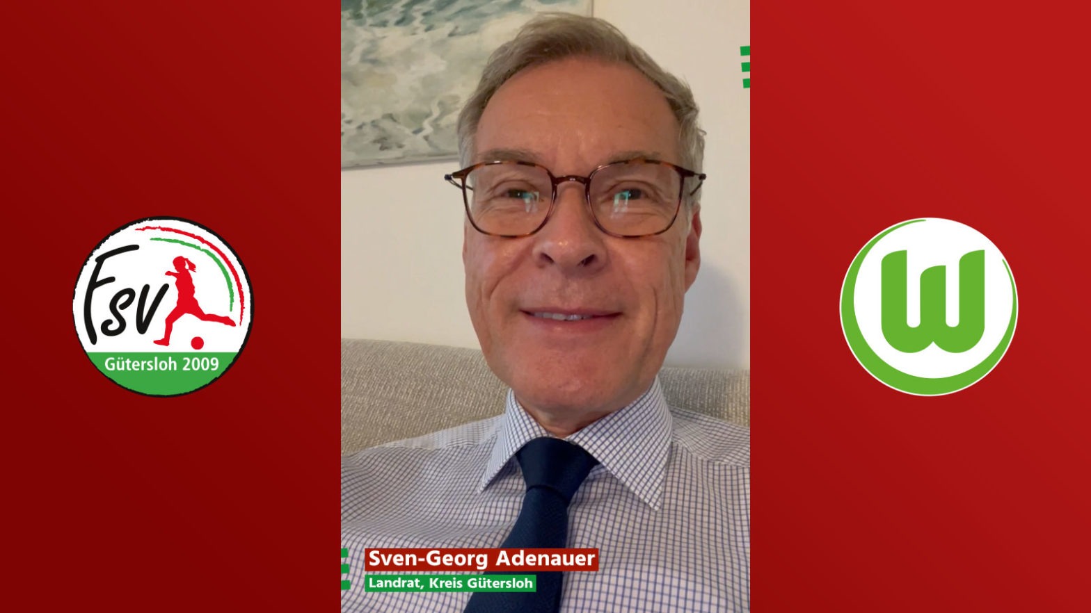 Landrat Sven-Georg Adenauer unterstützt den FSV Gütersloh mit einer Videobotschaft. (Foto: FSV Gütersloh 2009)
