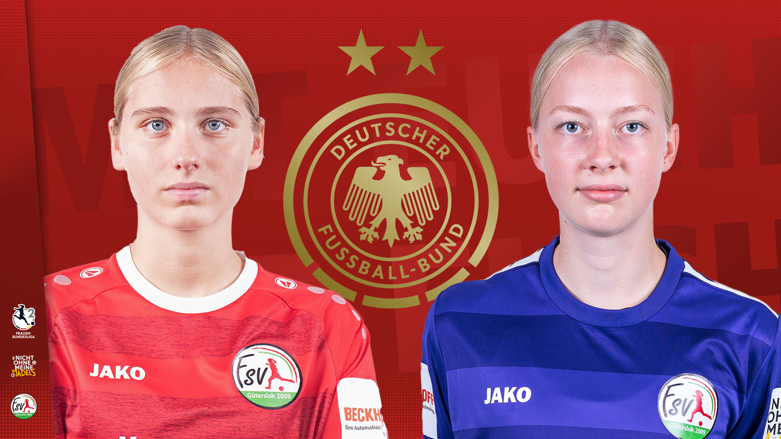 DFB-U17-Nationalspielerinnen: das FSV-Duo Merle Hokamp und Janne Krumme. (Foto: Boris Kessler / FSV Gütersloh 2009)