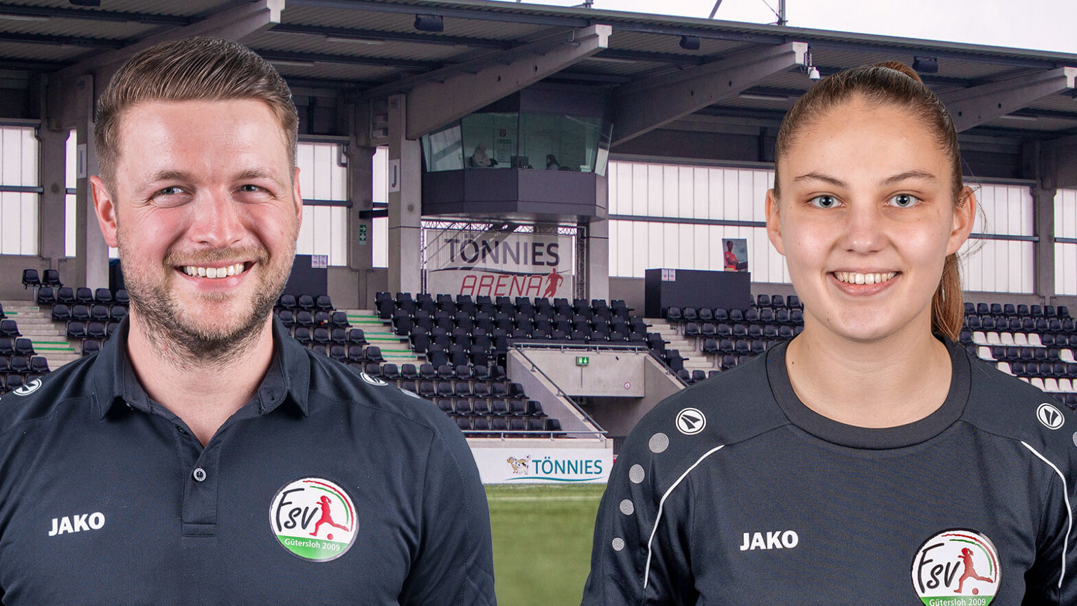 Trainer der neuen U19-Mannschaft: Lukas Jäschke und Elina Büttner. (Foto: FSV Gütersloh 2009)