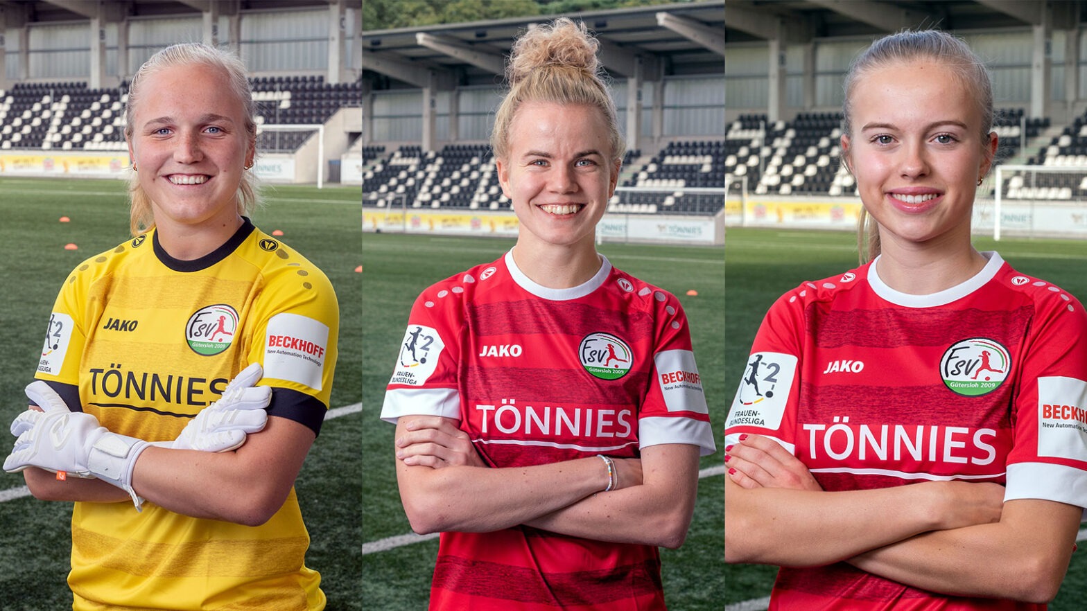 Sarah Rolle und Marie Schröder bleiben, Hedda Wahle wechselt zum BVB. (Fotos: Boris Kessler / FSV Gütersloh 2009)