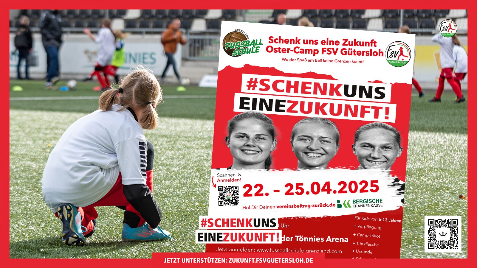 Fussballschule Grenzland veranstaltet Ostercamp zugunsten der FSV-Kampagne "Schenk uns eine Zukunft". (Foto: Boris Kessler / FSV Gütersloh 2009)