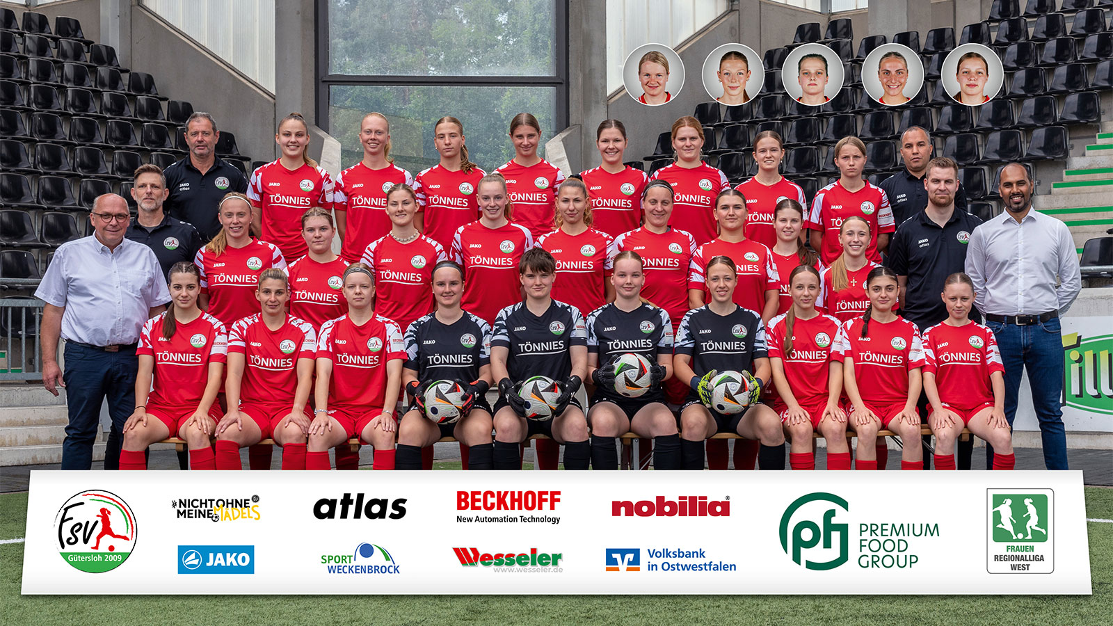Mannschaftsfoto des FSV Gütersloh für die Saison 2025/2026 (Foto: Boris Kessler / FSV Gütersloh 2009)